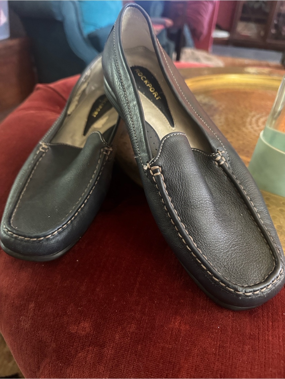 Rockport Black Leather Slip-On Moccasin Loafers